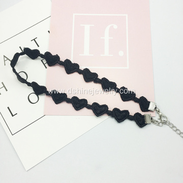 Black Charm Choker Heart-Shaped Lace Necklace For Lady